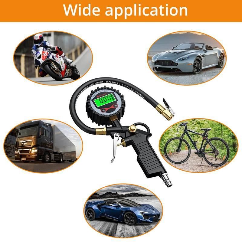 Neoteck 200 PSI LCD Digital Display Tire Pressure Gauge Tire Inflator Gauge Backlight Vehicle Tester With 5 Black Valve Caps Neoteck 200 PSI LCD Digital Display Tire Pressure Gauge Tire Inflator Gauge Backlight Vehicle Tester With 5 Black Valve Caps
