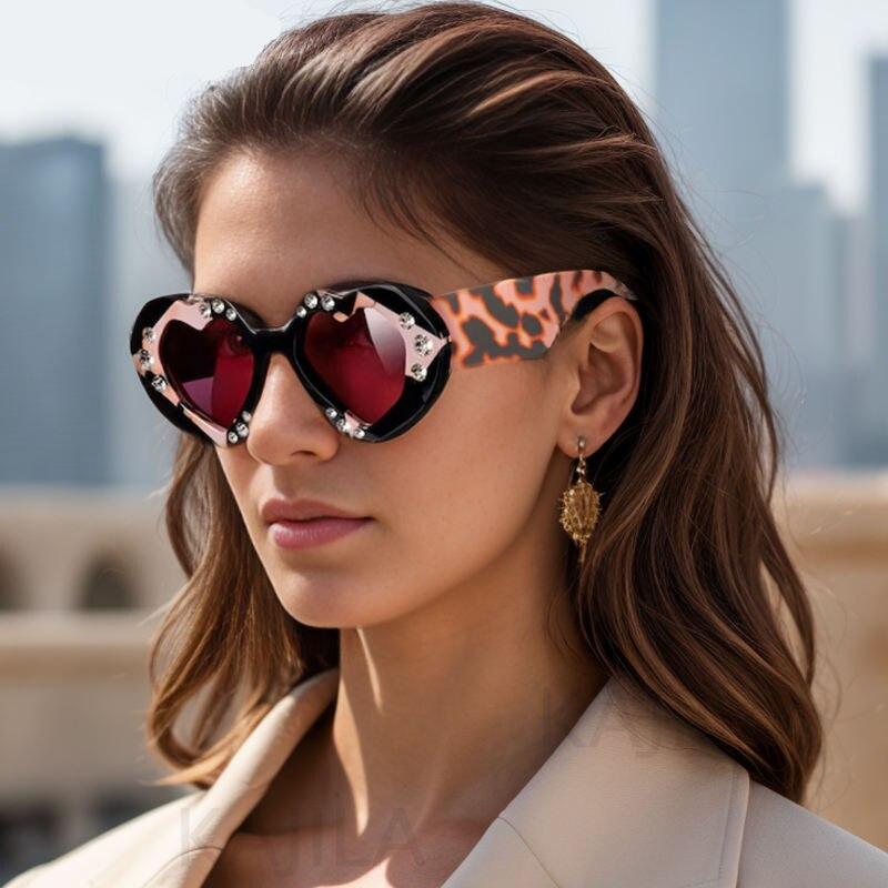 Heart-shaped Punk Sunglasses Women 2024 Luxury Brand Designer Love Sun Glasses For Ladies Street Style With Rhinestones Eyewear Heart-shaped Punk Sunglasses Women 2024 Luxury Brand Designer Love Sun Glasses For Ladies Street Style With Rhinestones Eyewear