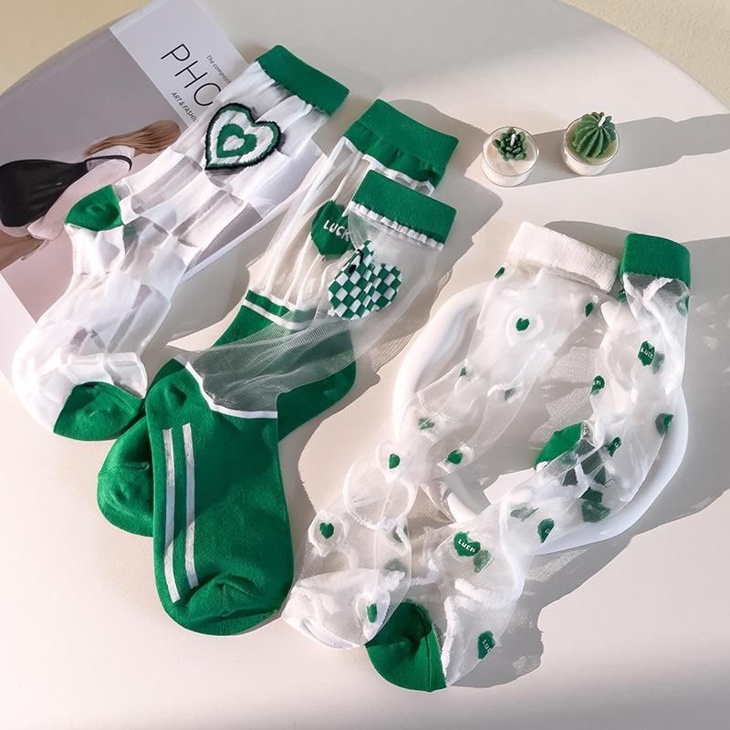 Summer Kawaii Mesh Thin Glass Crystal Silk Transparent Socks Woman Girl 2023 New Funny Heart White Green Long Slippers Stockings Summer Kawaii Mesh Thin Glass Crystal Silk Transparent Socks Woman Girl 2023 New Funny Heart White Green Long Slippers Stockings