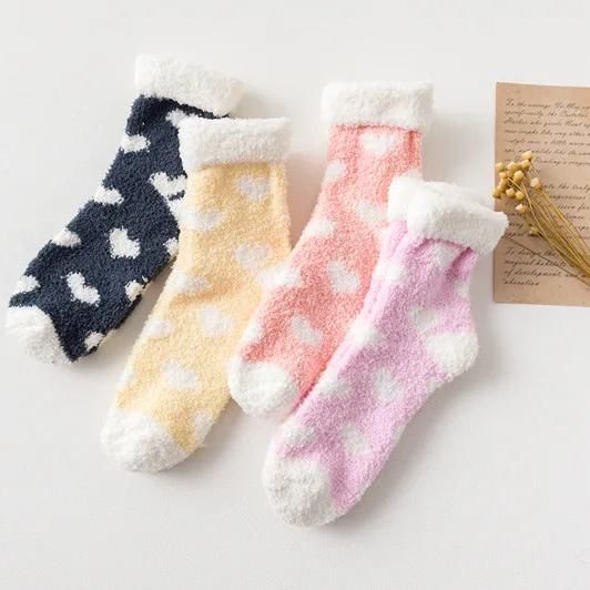 Warm Fuzzy Women Socks Candy Color Cute Heart Pattern Winter Kawaii Thick Fluffy Terry Cute Cotton Socks Christmas Korean Gift Warm Fuzzy Women Socks Candy Color Cute Heart Pattern Winter Kawaii Thick Fluffy Terry Cute Cotton Socks Christmas Korean Gift