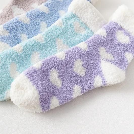 Warm Fuzzy Women Socks Candy Color Cute Heart Pattern Winter Kawaii Thick Fluffy Terry Cute Cotton Socks Christmas Korean Gift Warm Fuzzy Women Socks Candy Color Cute Heart Pattern Winter Kawaii Thick Fluffy Terry Cute Cotton Socks Christmas Korean Gift