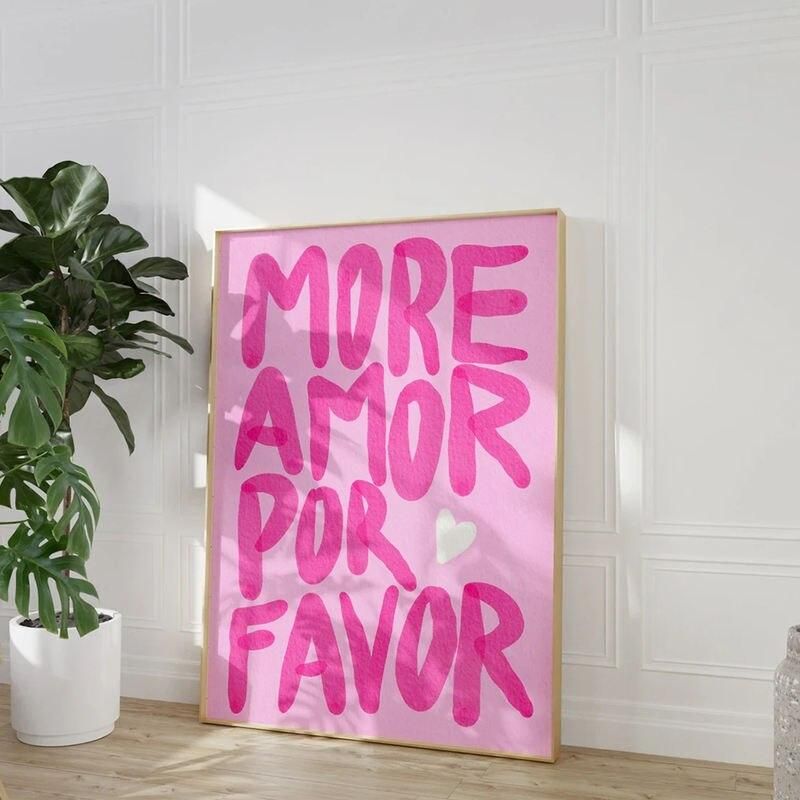 Maximalist More Amor Por Favor Poster Colorful Eclectic Pink Love Quote Wall Art Canvas Painting For Living Room Home Decor Maximalist More Amor Por Favor Poster Colorful Eclectic Pink Love Quote Wall Art Canvas Painting For Living Room Home Decor