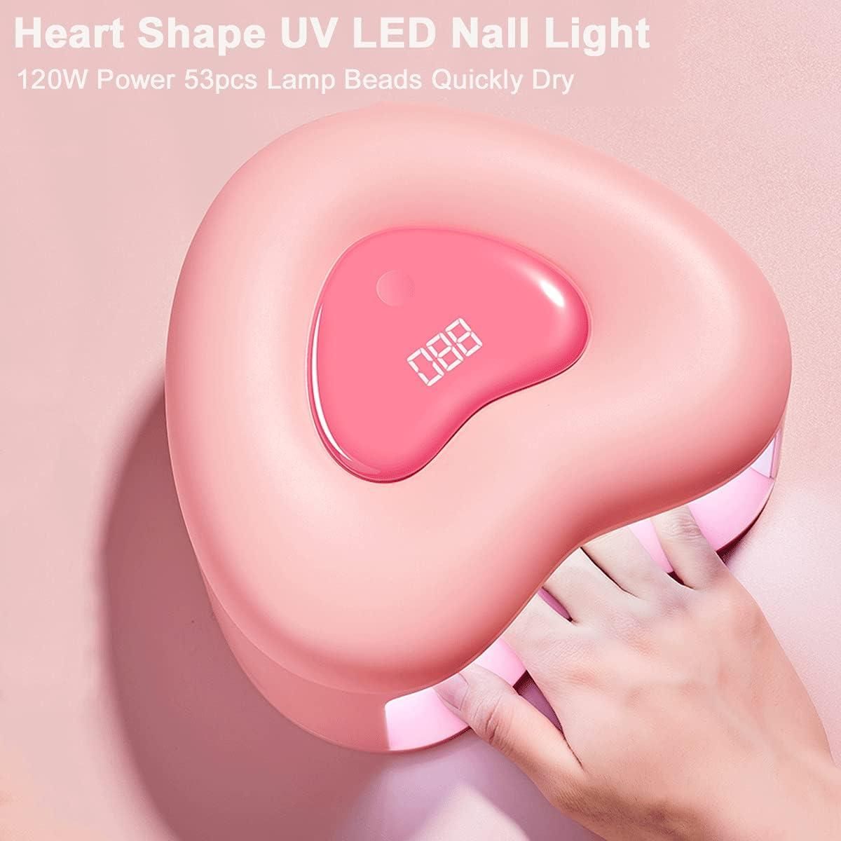 Drying Nails Lamp 280W Pink Heart Shaped UV LED Nail Lamp For Manicure Nail Dryer Machine Gel Nail Polish Auto Sensing Nail Tool Drying Nails Lamp 280W Pink Heart Shaped UV LED Nail Lamp For Manicure Nail Dryer Machine Gel Nail Polish Auto Sensing Nail Tool