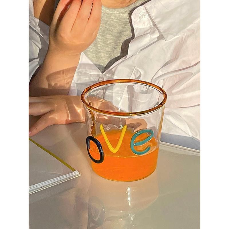 Homemade Love Handmade Color Letters Cup Milk Juice Coffee Cup Water Cup Heat-resistant Glass Gift Glass Drinkware Whiskey Glass Homemade Love Handmade Color Letters Cup Milk Juice Coffee Cup Water Cup Heat-resistant Glass Gift Glass Drinkware Whiskey Glass